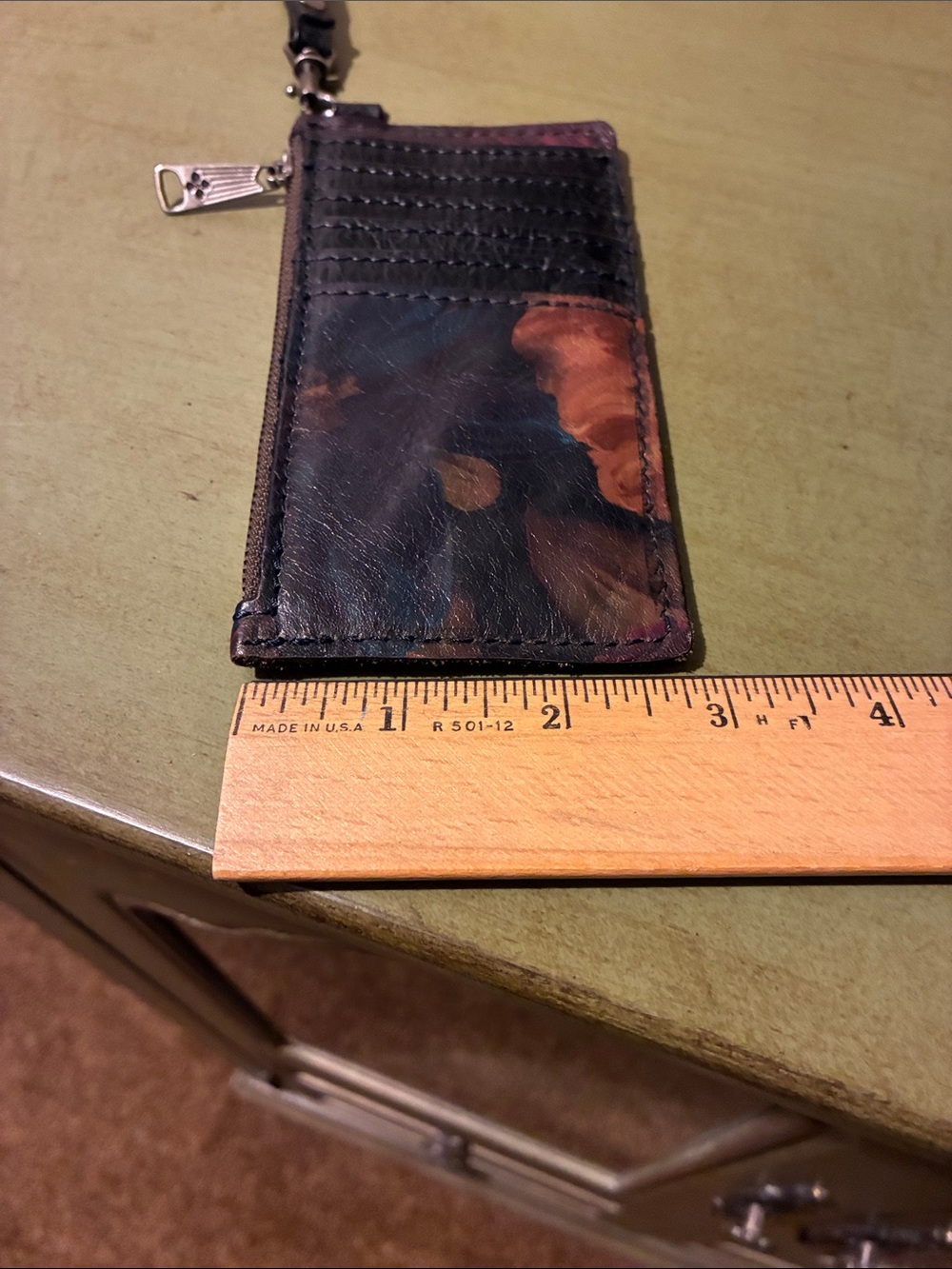 PATRICIA NASH. Floral Leather Wristlet Card Holder - Brown & Burgundy. Like New - Picture 5 of 8